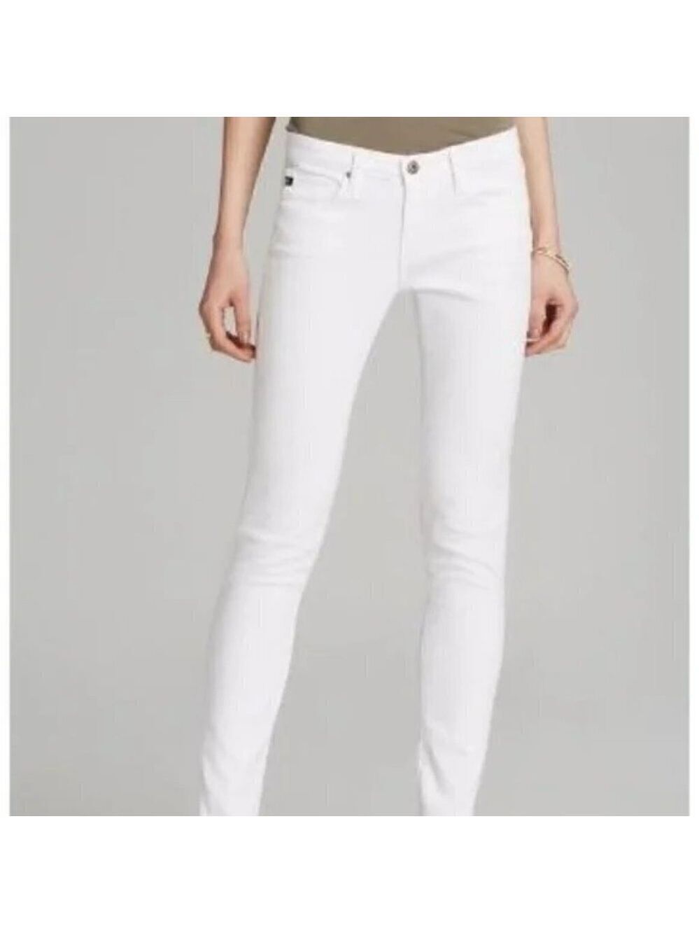 AG Adriano Goldschmied The Stilt Crop Cigarette Crop White Jeans Size 26